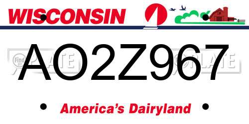 AO2Z967 Wisconsin License Plate