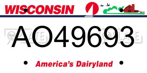 AO49693 Wisconsin License Plate