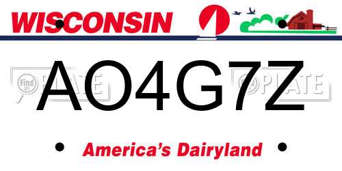 AO4G7Z Wisconsin License Plate