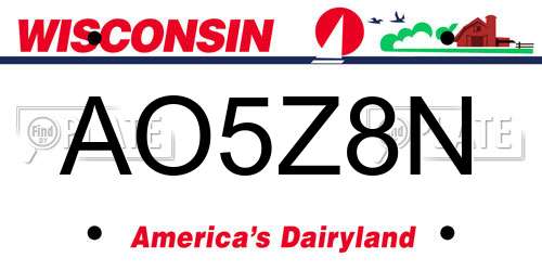 AO5Z8N Wisconsin License Plate