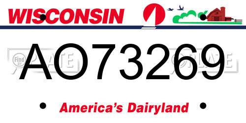 AO73269 Wisconsin License Plate