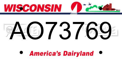 AO73769 Wisconsin License Plate