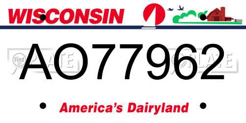 AO77962 Wisconsin License Plate