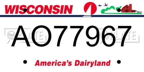 AO77967 Wisconsin License Plate
