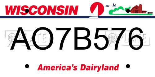 AO7B576 Wisconsin License Plate