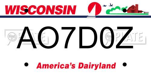 AO7D0Z Wisconsin License Plate