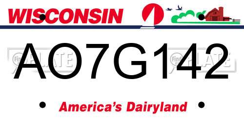 AO7G142 Wisconsin License Plate