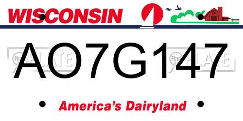 AO7G147 Wisconsin License Plate