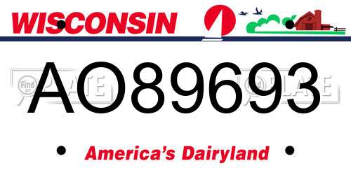 AO89693 Wisconsin License Plate