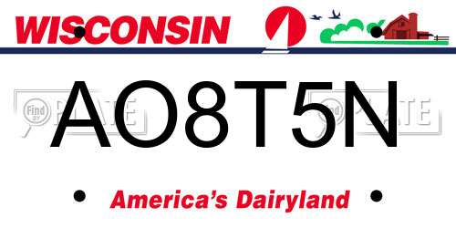 AO8T5N Wisconsin License Plate