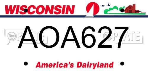 AOA627 Wisconsin License Plate