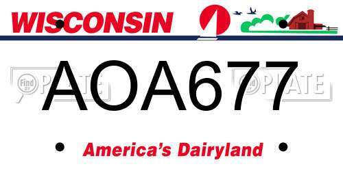 AOA677 Wisconsin License Plate