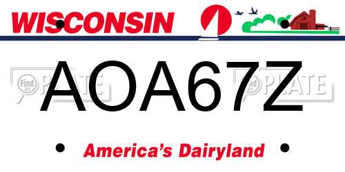 AOA67Z Wisconsin License Plate