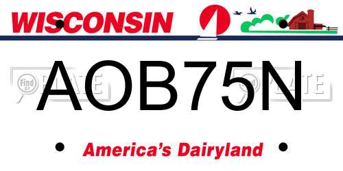 AOB75N Wisconsin License Plate