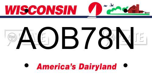 AOB78N Wisconsin License Plate