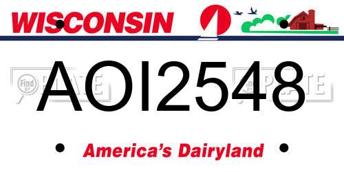 AOI2548 Wisconsin License Plate