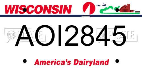 AOI2845 Wisconsin License Plate
