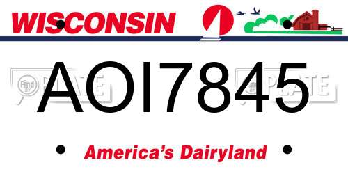 AOI7845 Wisconsin License Plate