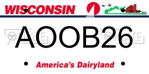 AOOB26 Wisconsin License Plate