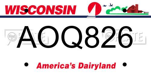 AOQ826 Wisconsin License Plate