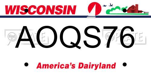 AOQS76 Wisconsin License Plate
