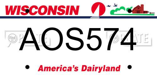AOS574 Wisconsin License Plate