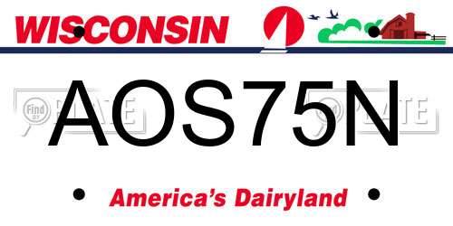 AOS75N Wisconsin License Plate