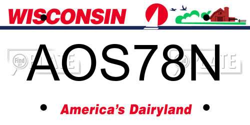 AOS78N Wisconsin License Plate