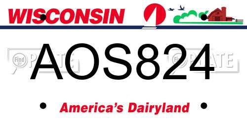 AOS824 Wisconsin License Plate