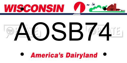 AOSB74 Wisconsin License Plate