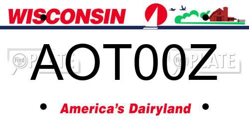 AOT00Z Wisconsin License Plate