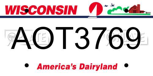 AOT3769 Wisconsin License Plate