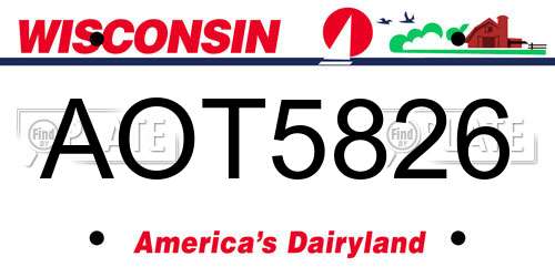 AOT5826 Wisconsin License Plate