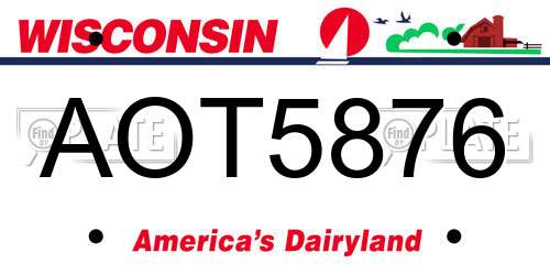 AOT5876 Wisconsin License Plate