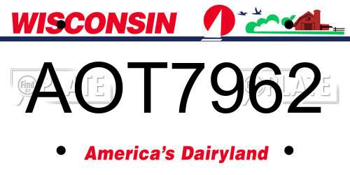 AOT7962 Wisconsin License Plate