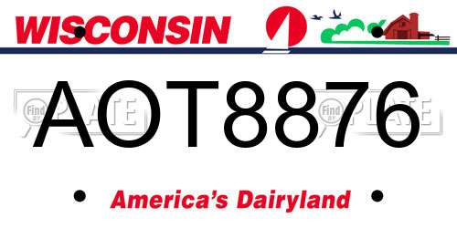 AOT8876 Wisconsin License Plate