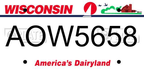 AOW5658 Wisconsin License Plate