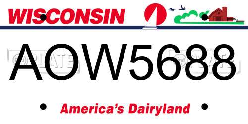 AOW5688 Wisconsin License Plate