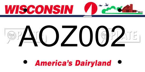 AOZ002 Wisconsin License Plate