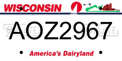 AOZ2967 Wisconsin License Plate