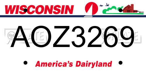 AOZ3269 Wisconsin License Plate