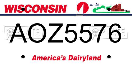 AOZ5576 Wisconsin License Plate
