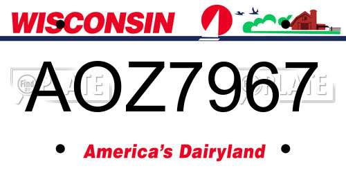 AOZ7967 Wisconsin License Plate