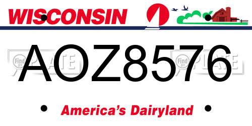 AOZ8576 Wisconsin License Plate