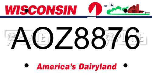 AOZ8876 Wisconsin License Plate
