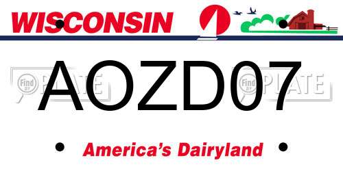 AOZD07 Wisconsin License Plate