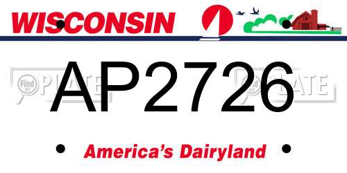AP2726 Wisconsin License Plate