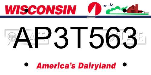 AP3T563 Wisconsin License Plate
