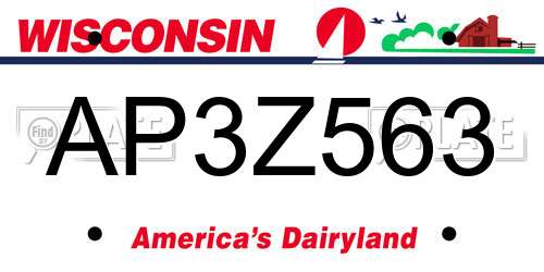 AP3Z563 Wisconsin License Plate