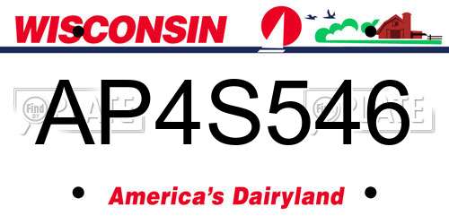 AP4S546 Wisconsin License Plate